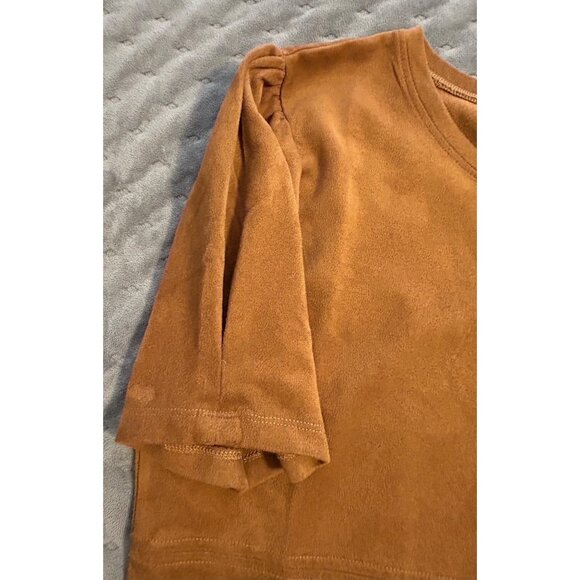 Another Love Camel Brown Soft Faux Suede Short Sleeve Shift Dress XL Women's - Picture 5 of 7